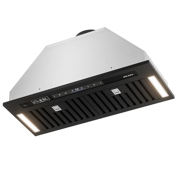 Unbranded 30 in. 900 CFM Convertible Insert Range Hood in Black Stainless Steel with Voice, Gesture and Touch Control LED Lights