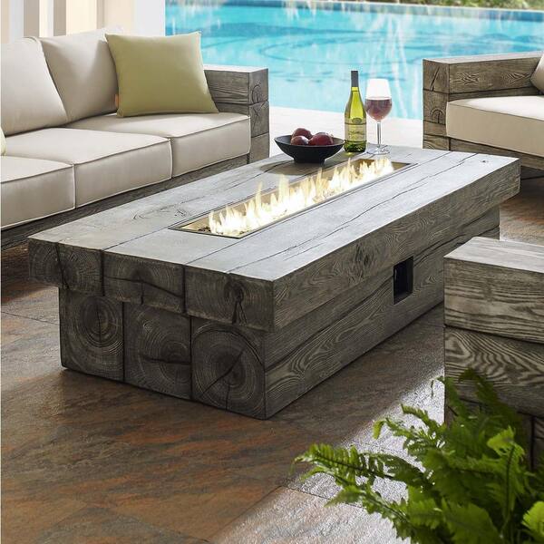 Modway Manteo 70 In Light Gray, Outdoor Patio With Fire Pit Images