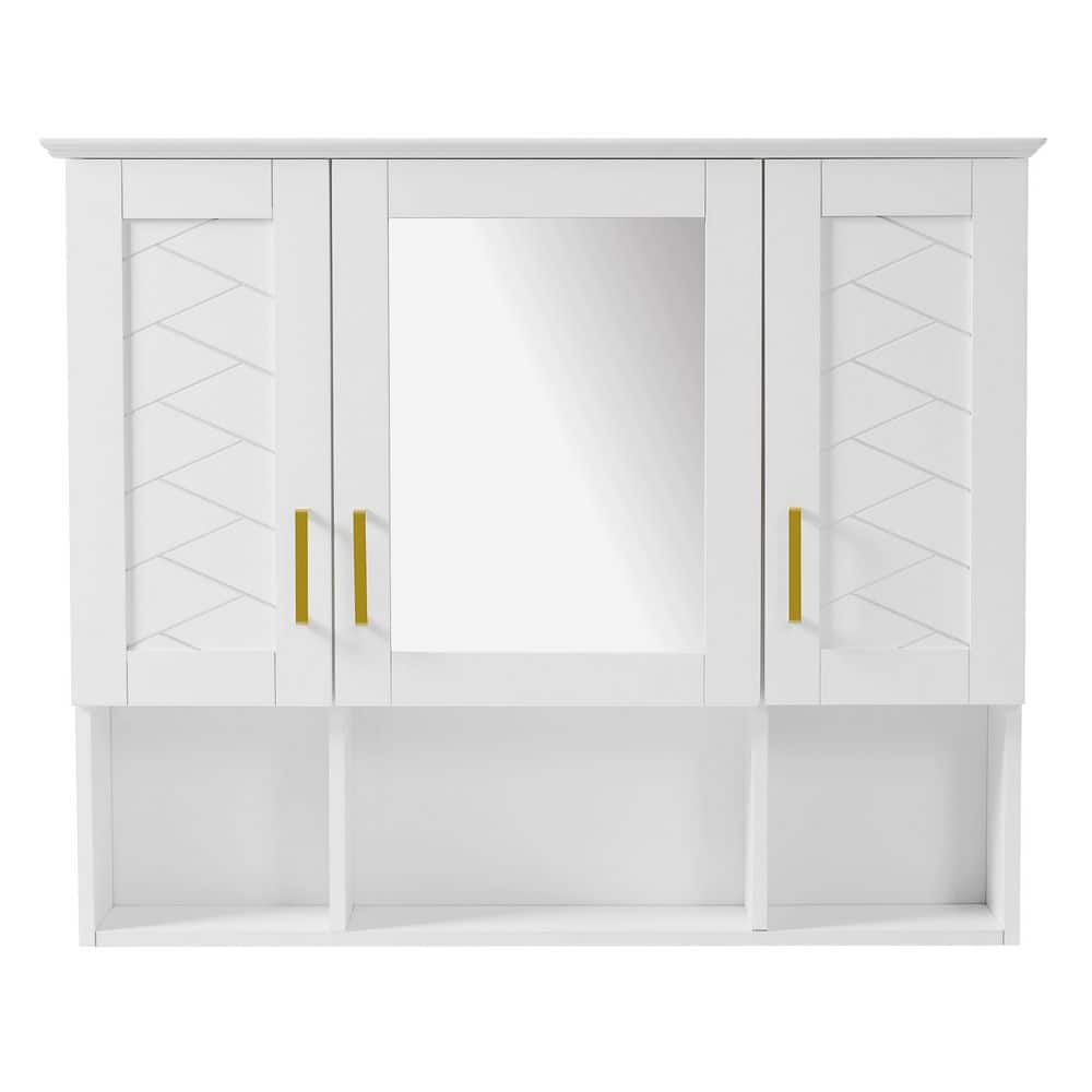 35 in. W x 28.7 in. H White Rectangular Medicine Cabinet with Mirror, Open Storage and Adjustable Shelves price history on PriceWatchPro