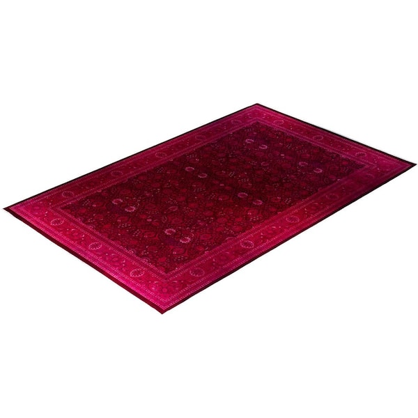 Overdyed Pink 12 x 18 Solid Wool Indoor Area Rug