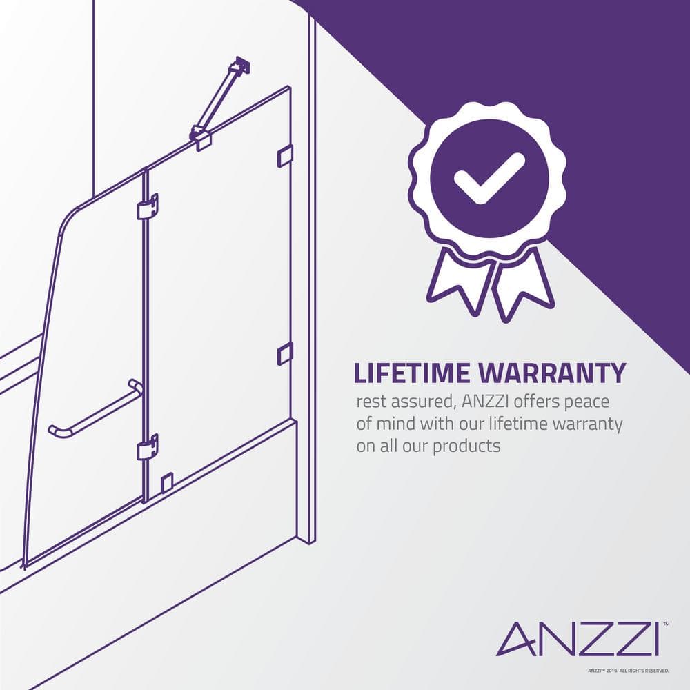 Pacific Frameless Hinged Tub Door in Brushed Nickel and Glass