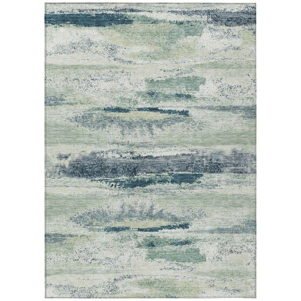 Chantille Machine Washable Indoor/Outdoor Abstract ACN942 Mint 8 ft. x 10 ft. Area Rug