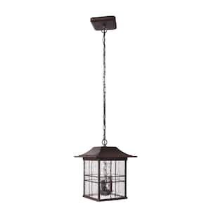 Dorset 14.3 in. 1 Light Aged Bronze Brushed Finish Dimmable Outdoor Pendant Light with Water Glass No Bulb Included