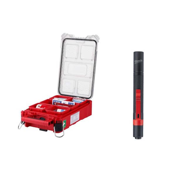 Class A Type 3 Compact Packout First Aid Kit (79-Piece) with 100 Lumens Aluminum Pen Light with Clip