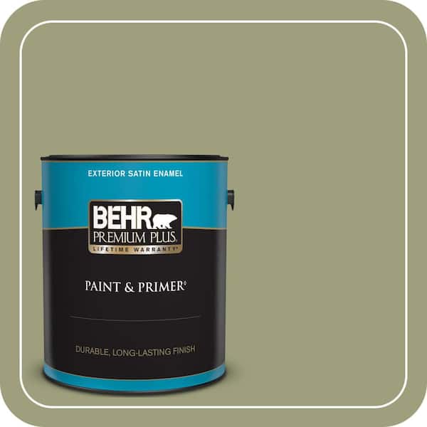BEHR PREMIUM PLUS 1 gal. #BIC-57 French Parsley Satin Enamel Exterior Paint & Primer