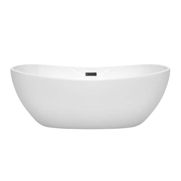 Rebecca 65 in. Acrylic Flatbottom Bathtub in White with Matte Black Trim Rebecca 65 in. Acrylic Flatbottom Bathtub in White with Matte Black Trim