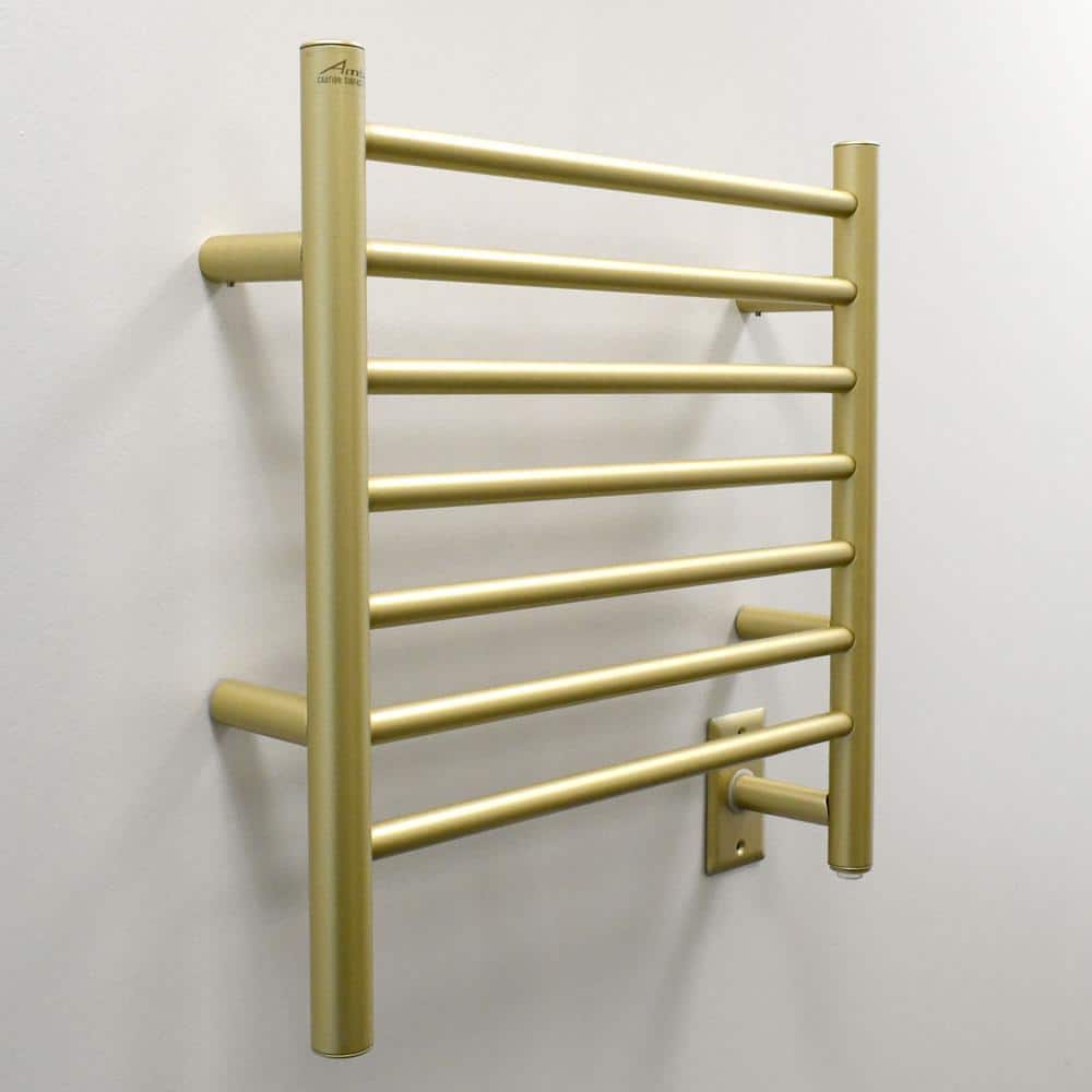 Satin Brass 7-Bar Wall Mounted Towel Warmer