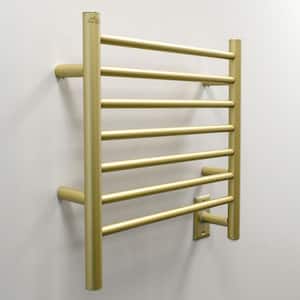 Radiant Small 7-Bar Plug-in with Hardwired Kit Electric Towel Warmer in Satin Brass