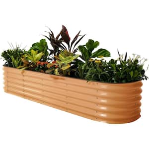 17 in. Tall 9 in 1 8 ft. x 2 ft. Metal Raised Garden Bed Kits Outdoor Ground Planter Box Terra Cotta