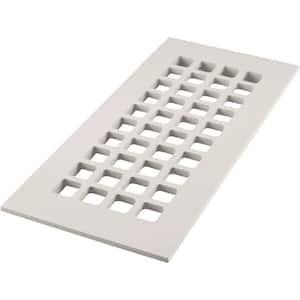 Square Series 10 in. x 4 in. White Aluminum Grille Vent Cover for Home Floors Without Mounting Holes