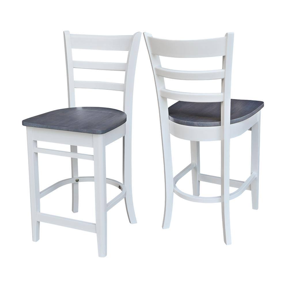 Emily 24" Solid Parawood Counterheight Stool in Hickory/Washed Coal