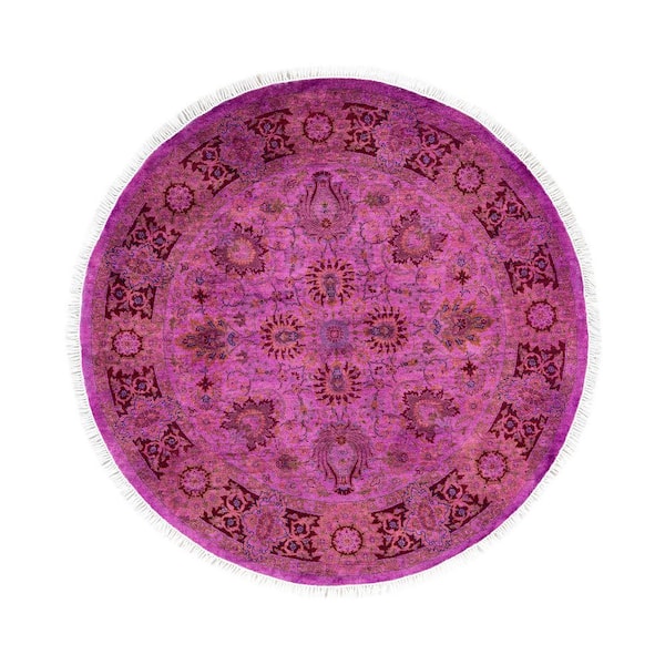 Overdyed Purple4 ft. x 4 ft.Solid Wool Indoor Area Rug