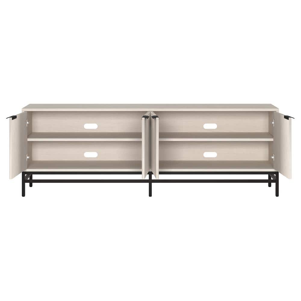 Alder White 70" Modern TV Stand with Fluted Cabinet Doors