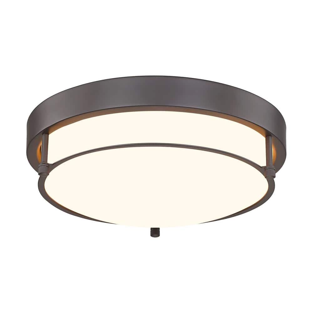 JAZAVA 12 in. 2Light Oil Rubbed Bronze Modern Flush Mount Ceiling