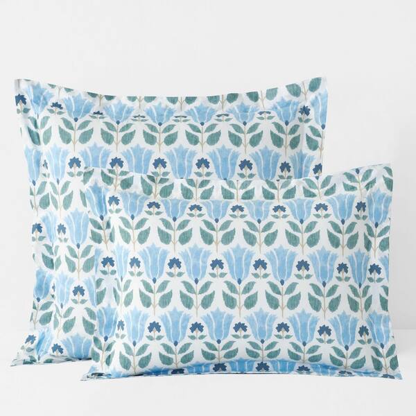 Company Cotton Ellary Flower Plaid Percale Sham