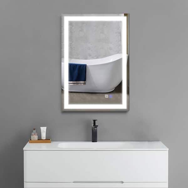 Maincraft 28 in. W x 36 in. H Rectangular Frameless LED Light Wall Mounted Bathroom Vanity Mirror in White