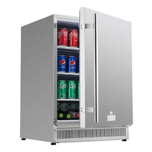 24 in. Indoor/Outdoor Beverage Refrigerator, 185 qt. Under-Counter or Freestanding Beverage Fridge, Sliver