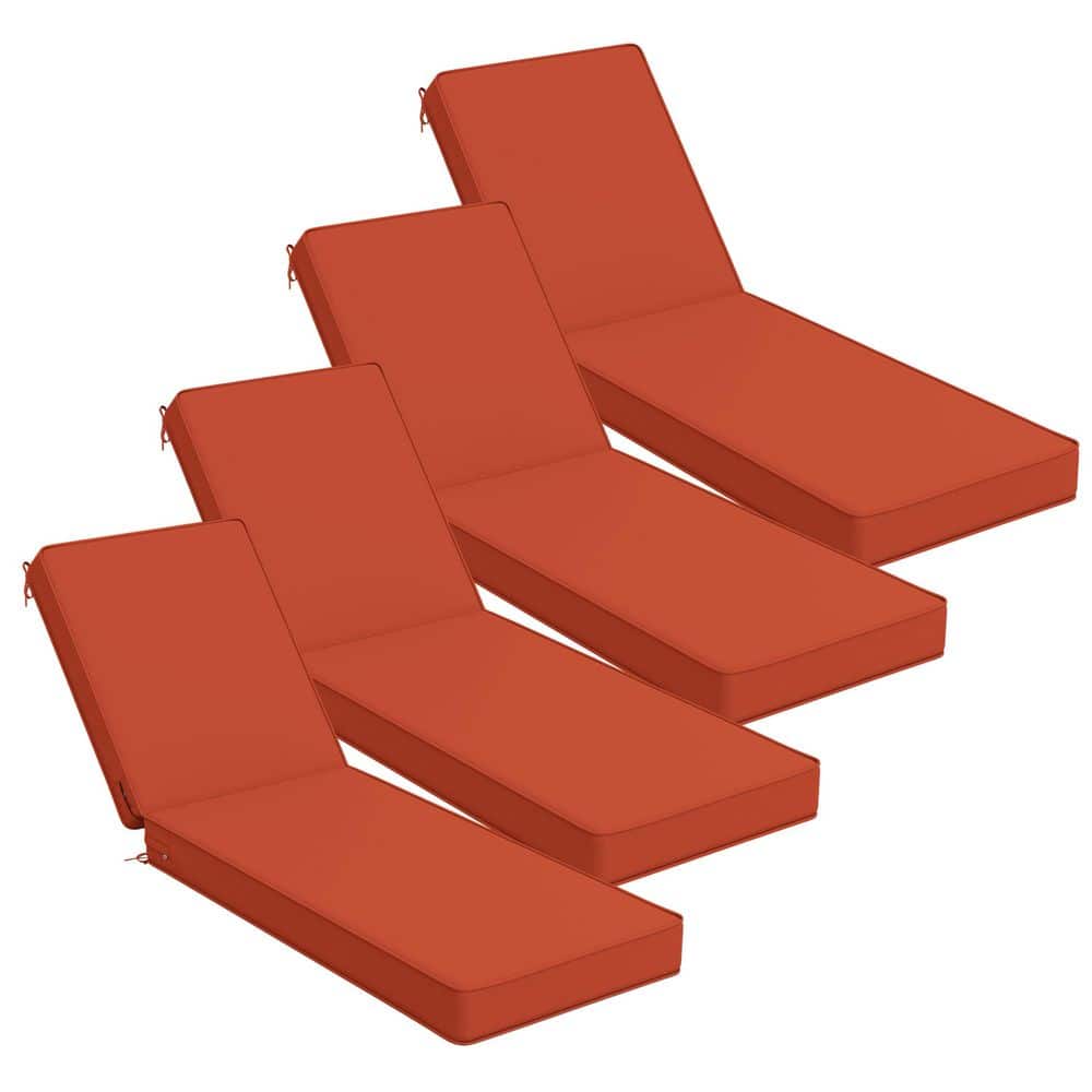 80 x 26 x 4 in. Outdoor Chaise Lounge Cushion Waterproof Patio Beach Pool Replacement Cushion Only Orange (4-Pack) price history on PriceWatchPro