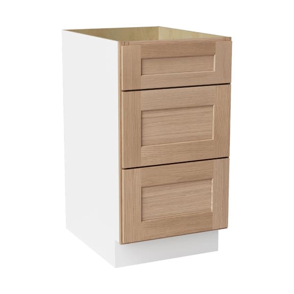 18 in. W x 24 in. D x 34.5 in. H Ready to Assemble Solid Wood Shaker Drawer Base Kitchen Cabinet in Oak