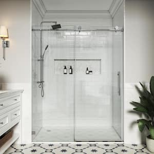 60 in. W x 72 in. H Single Sliding Frameless Soft-Closing Shower Door in Chrome with Easy-Clean 5/16 in. Glass