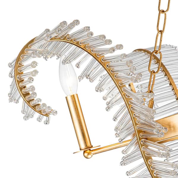 4 Light Gold French Empire Crystal Chandelier Modern Luxury Decorative Leaf Pendant Lighting Fixture for Kitchen Island