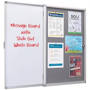 36 in. x 24 in. Enclosed Bulletin Board with Sliding Whiteboard, Silver