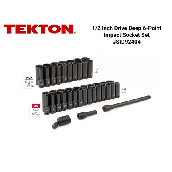 1/2 in. Drive Deep 6-Point Impact Socket Set, 45-Piece (5/16 - 1-1/4 in., 8 mm - 32 mm)