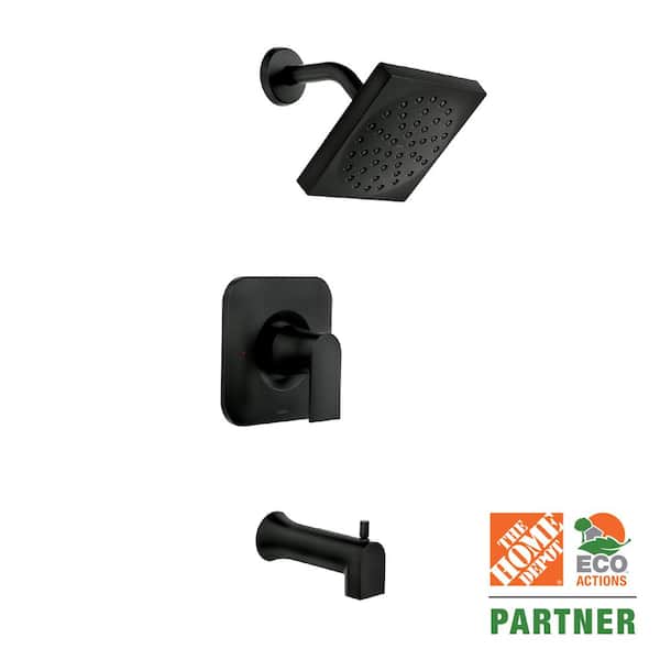 MOEN Genta Single-Handle 1-Spray Tub and Shower Faucet in Matte Black (Valve Included)