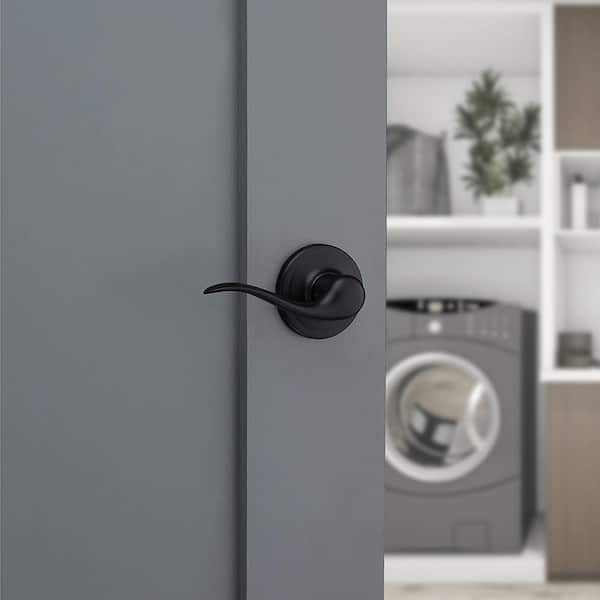 Tustin Matte Black Passage Hall/Closet Door Handle with Microban Antimicrobial Technology