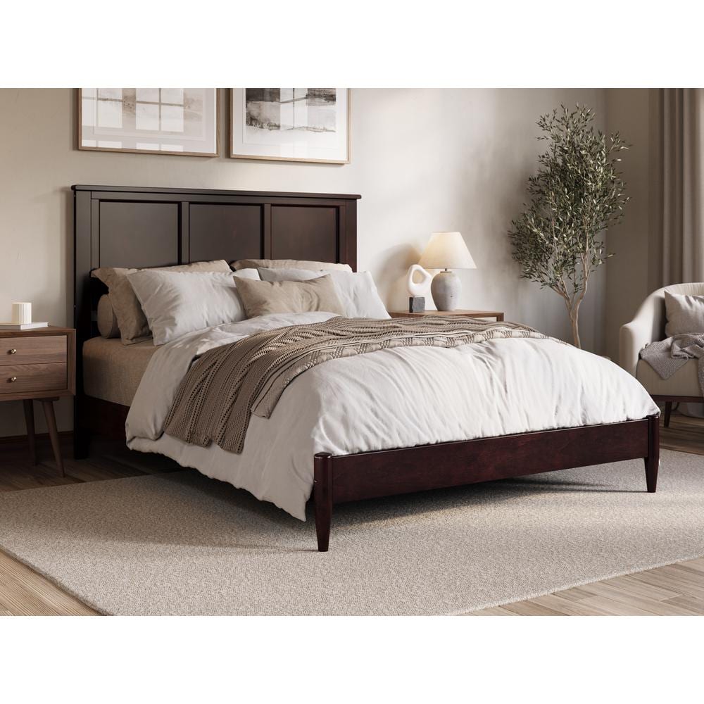 AFI Charlotte Brown Solid Wood Frame Queen Low Profile Platform Bed ...