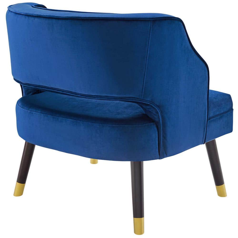 Elegant Navy Blue Velvet Wood Accent Chair with Tufted Back