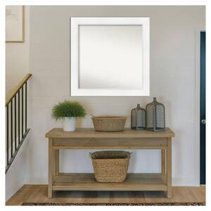 Sloped White 31.5 in. x 31.5 in. Non-Beveled Modern Square Framed Wall Mirror