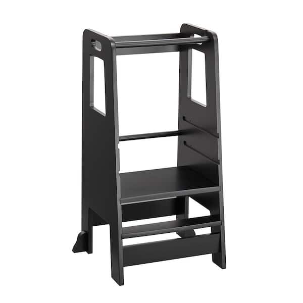 Tatayosi Child Kitchen Step Stool with Adjustable Standing Platform, Black