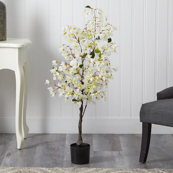 Nearly Natural 4 ft. White Bougainvillea Artificial Tree