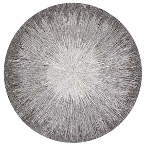 Micro-Loop Charcoal/Grey 5 ft. x 5 ft. Gradient Solid Color Round Area Rug