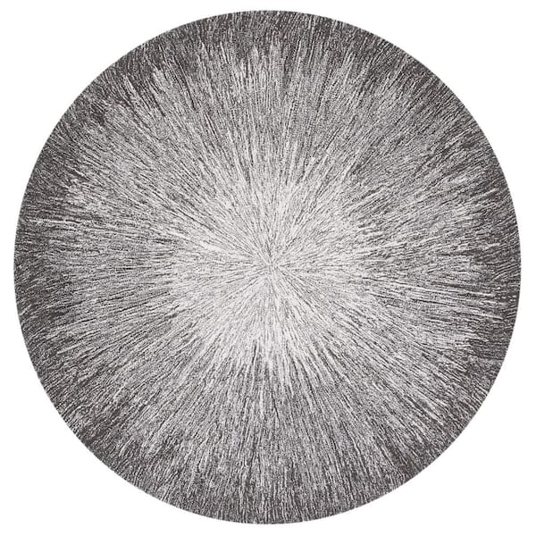 SAFAVIEH Micro-Loop Charcoal/Grey 5 ft. x 5 ft. Gradient Solid Color Round Area Rug