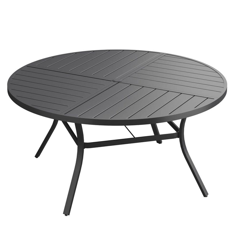 50 in. Black Round Outdoor Metal Patio Dining Table for 6, All-Weather Lawn Garden Table price history on PriceWatchPro