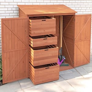 4.9 ft. W x 2.4 ft. D x 6 ft. H Medium Brown Cypress Solid Wood Storage Shed with Pull Out Crates 11.76 sq. ft.