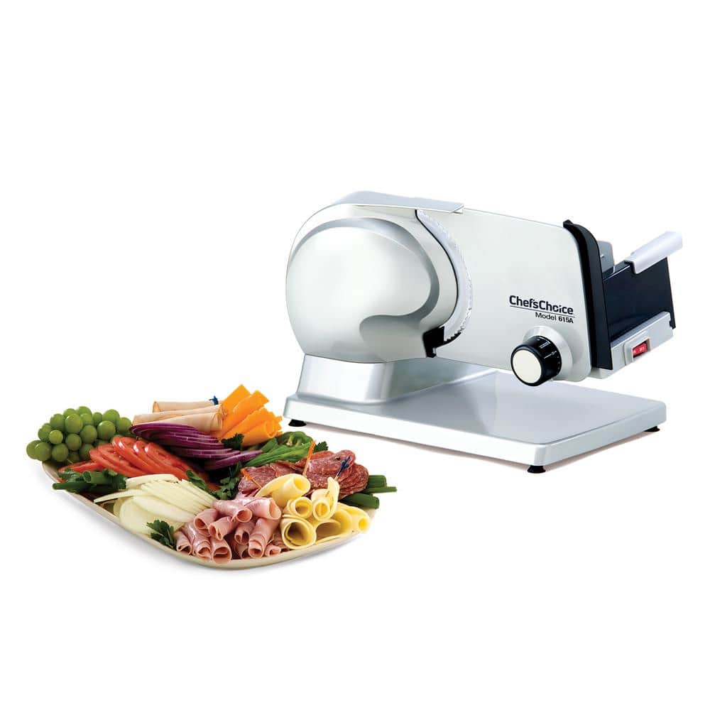 Chef's Choice Silver Cast Aluminum Electric Meat Slicer with Safety Lock