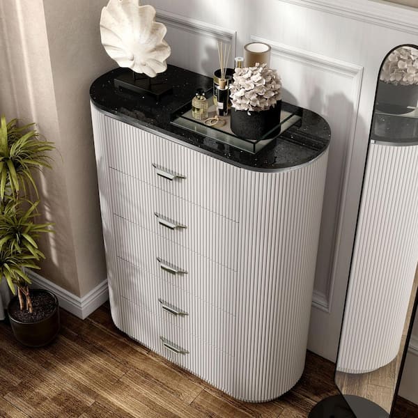 Addy Light Gray 5-Drawer 39 in. Chest of Drawers