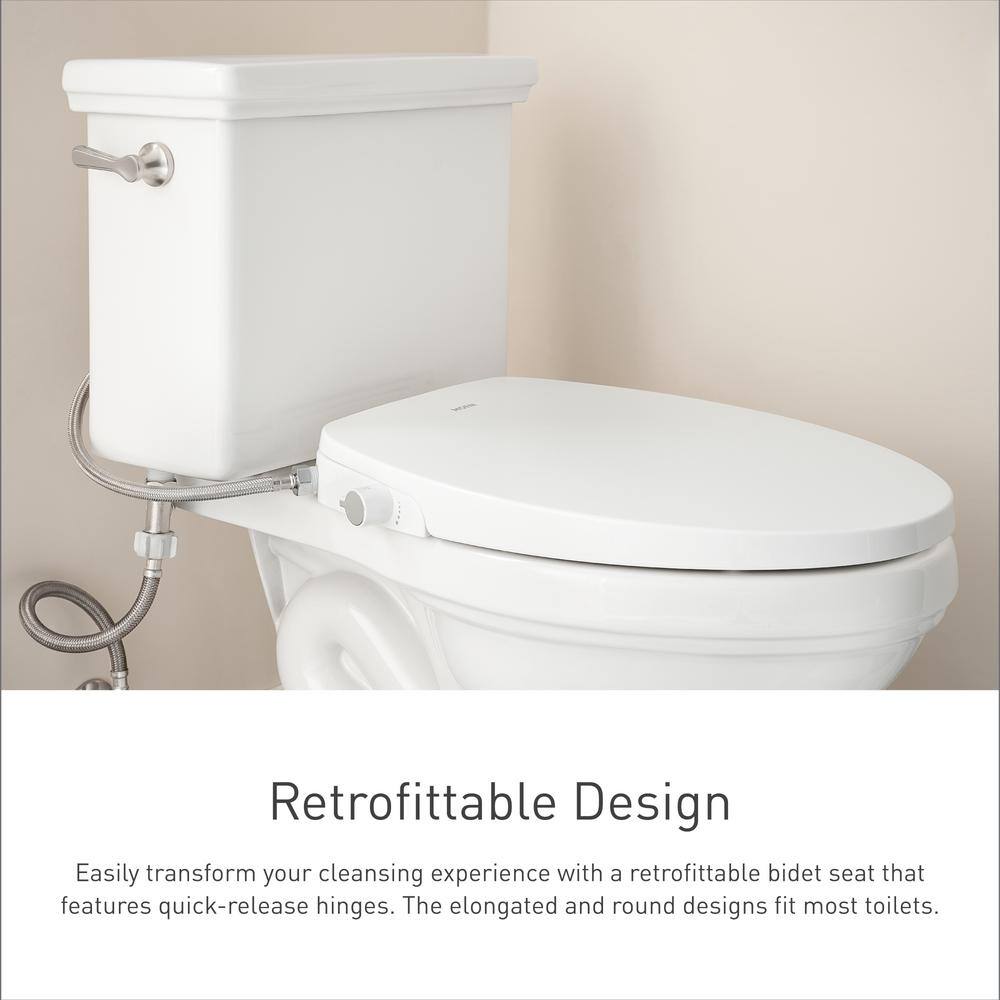 White Electronic Bidet Toilet Seat with Heated Water and Night Light
