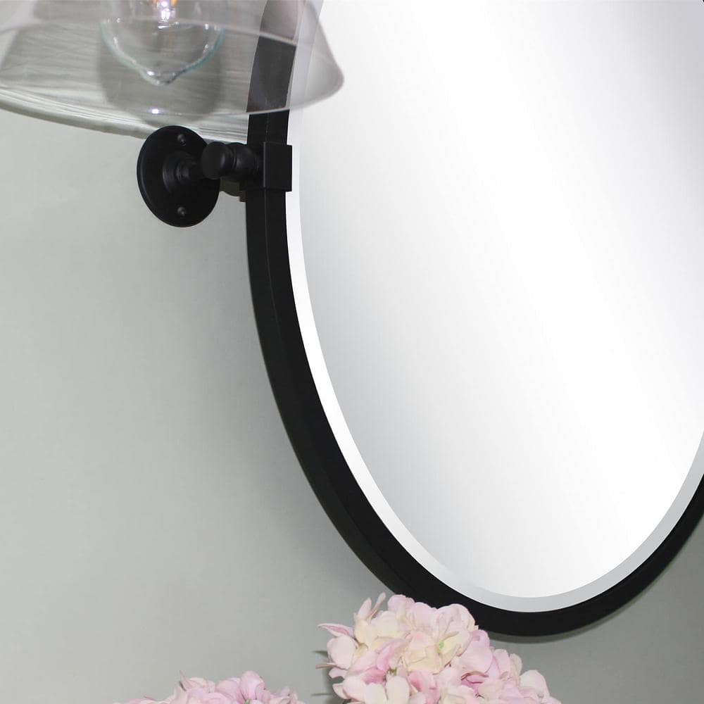 26'' Round Black Metal Framed Bathroom Vanity Mirror