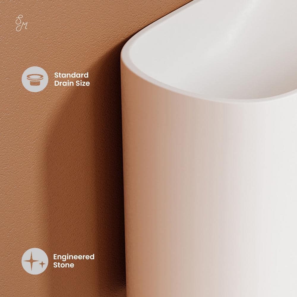 Terre Matte White Ceramic Wall-Mount Bathroom Sink