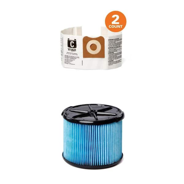 VF3501 Dust Bags (2-Pack) and VF3500 Fine Dust Filter for 3-4.5 Gal. RIDGID Vacs Combo