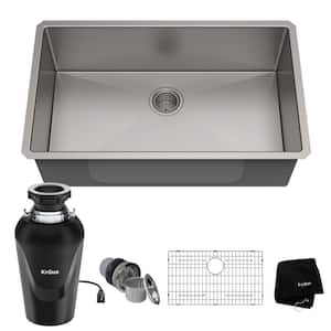 Standart PRO 32" Undermount Single Bowl Stainless Steel Kitchen Sink with WasteGuard Continuous Feed Garbage Disposal