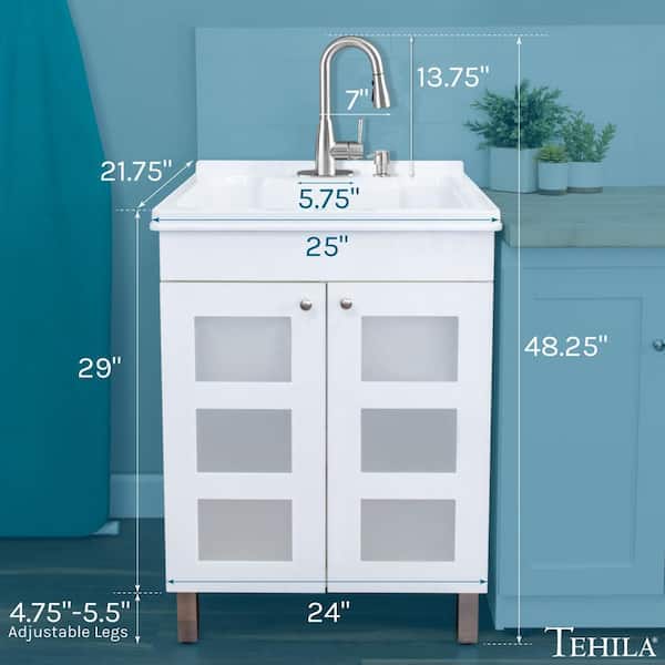 White Utility Sink Cabinet