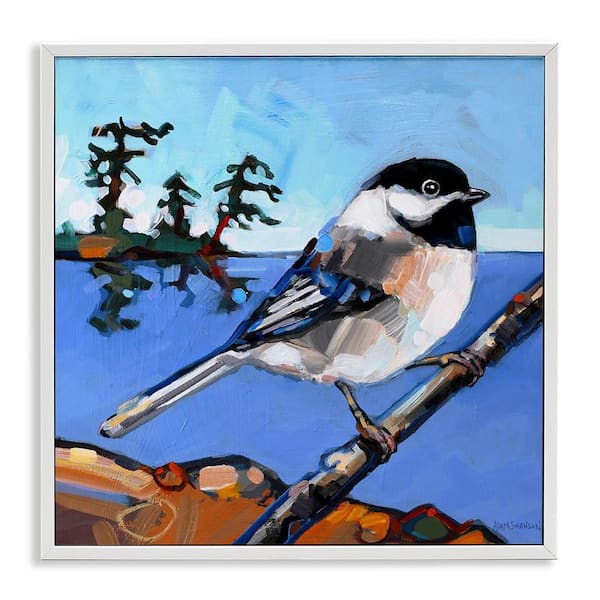 Stupell Industries Swallow Bird Perched by Adam Swanson White Framed Animal Giclee Art Print 24 in. x 24 in.