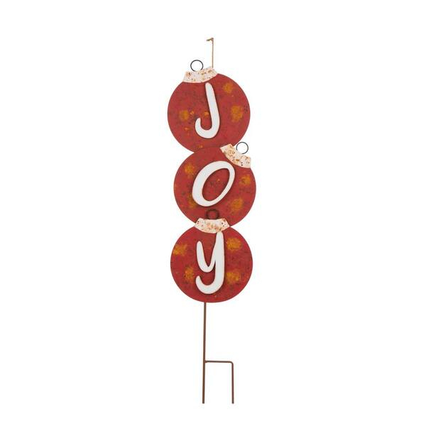 Glitzhome 35.28 in. H Metal Rusty Joy in Ornament Yard Stake
