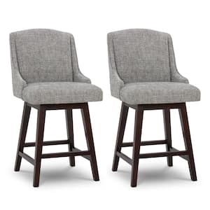 26 in. Syrinx Pebble Gray High Back Wood Swivel Counter Stool with Fabric Seat (Set of 2)