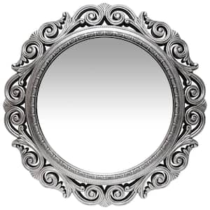 Antique Silver 22.5 in. W x 22.5 in. H Wall Mirror - Round Victorian Silver Plastic Frame